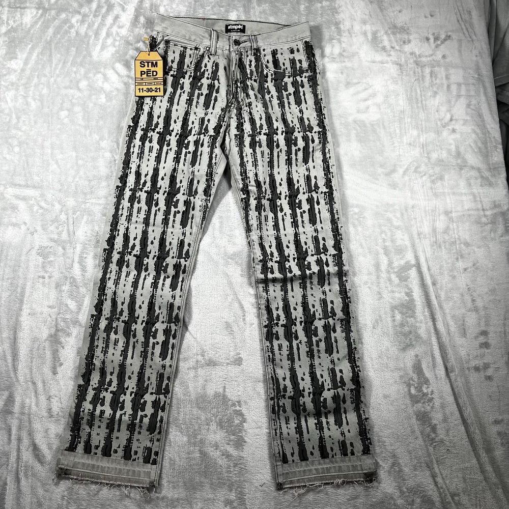 STMPĒD By Ryan Wilkes Jeans Mens 30 Vegas Outlaw Paint Drip Raw Hem StreetWear